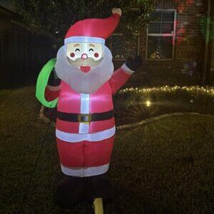 🆕6FT Christmas Inflatable Blow up Santa Claus Carrying Gift Outdoor Decoration